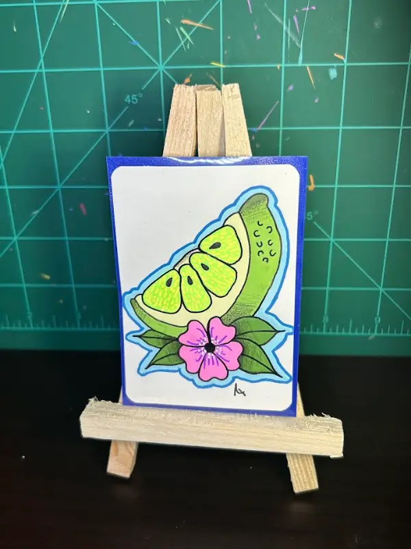 Trad Lime Slice #1 aceo art card