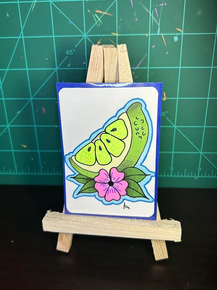 Trad Lime Slice #1 aceo art card