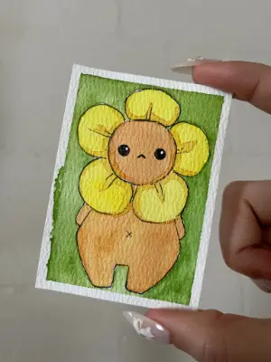 Flower Baby aceo art card thumbnail 2