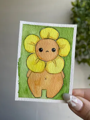Flower Baby aceo art card thumbnail 1