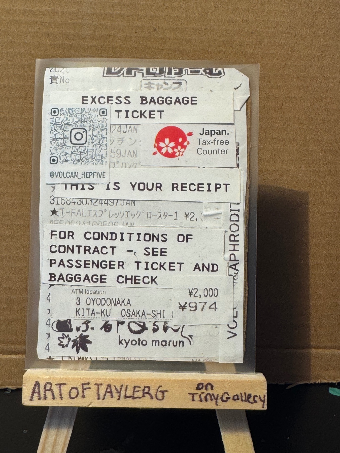 Excess Baggage Ticket aceo art card