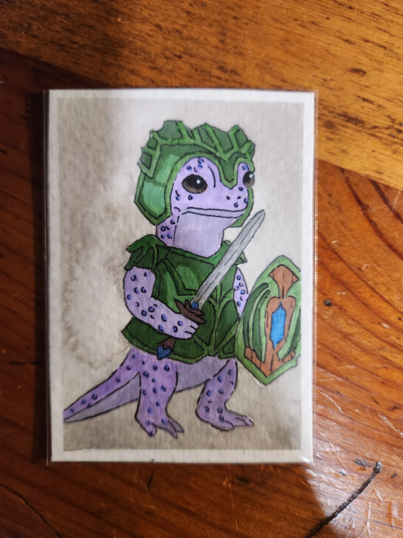 Lizard Knight aceo art card
