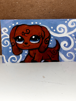 LPS Dachshund Swirl aceo art card thumbnail 1