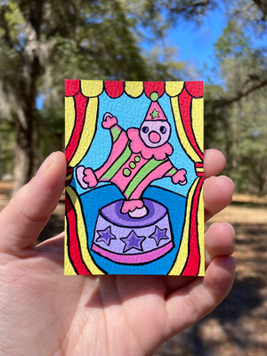 Buttons the Clown aceo art card thumbnail 2