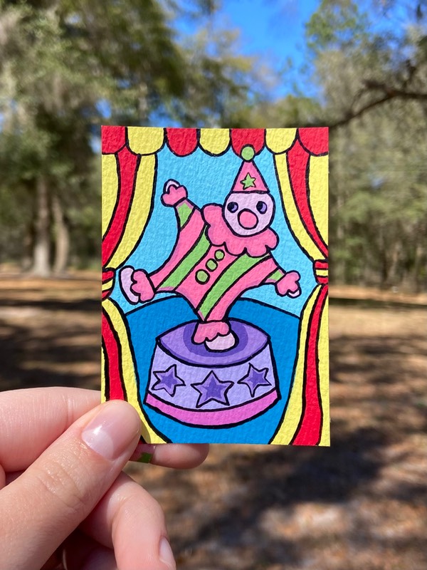 Buttons the Clown aceo art card