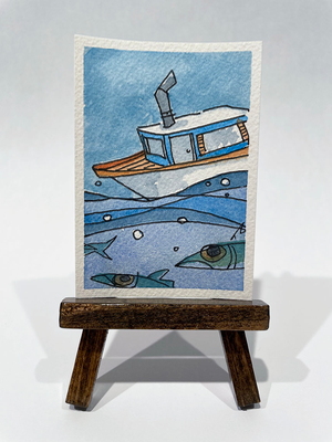 Big Eye aceo art card thumbnail 2
