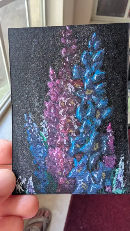 Delphinium elatum aceo art card