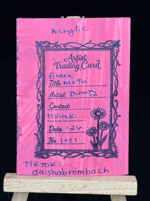 Green Moth aceo art card thumbnail 2