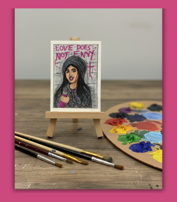 Graffiti Artist - Colored Pencil, Ink, Acrylic Pen on Illustration Board ACEO by Carol Apple aceo art card thumbnail 3