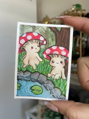 Mushroom Boys aceo art card thumbnail 1