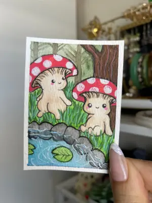Mushroom Boys aceo art card thumbnail 2