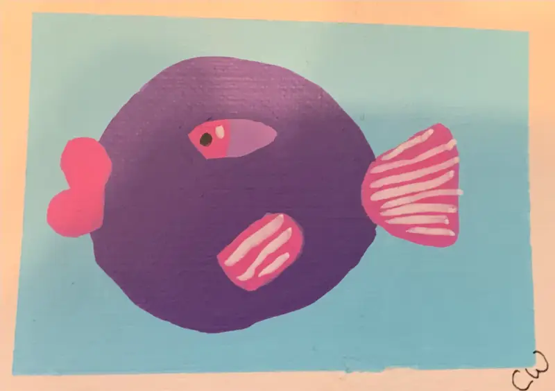 Bubble Fish aceo art card