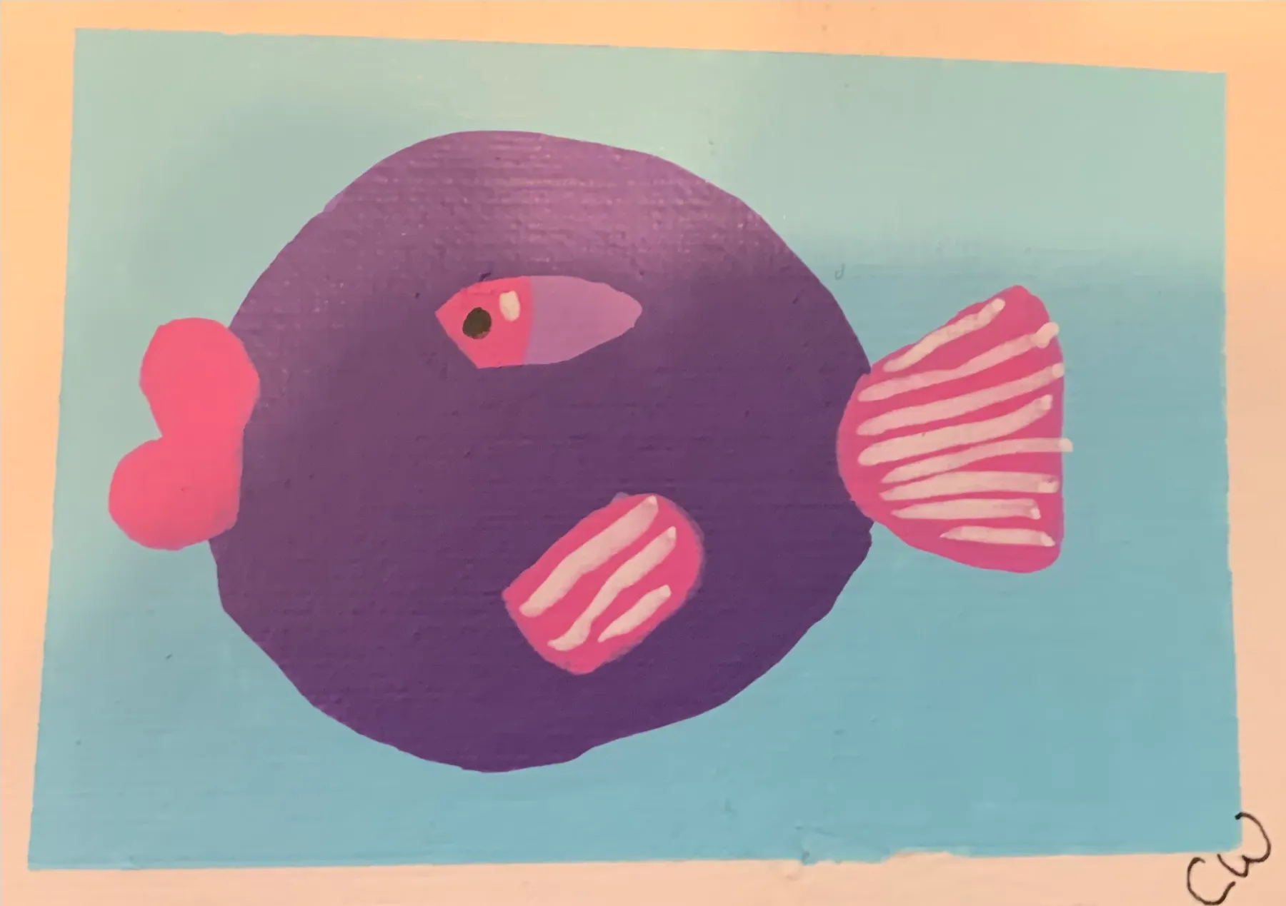Bubble Fish aceo art card