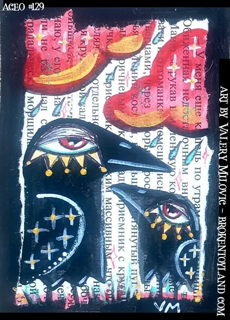 Broken Toyland ACEO ATC number 129 ooak originals aceo art card
