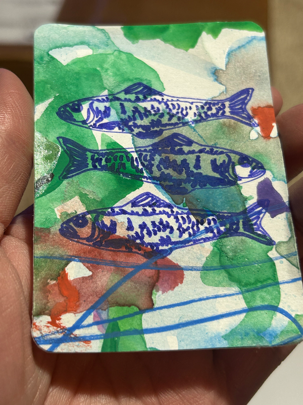 Fish trio aceo art card