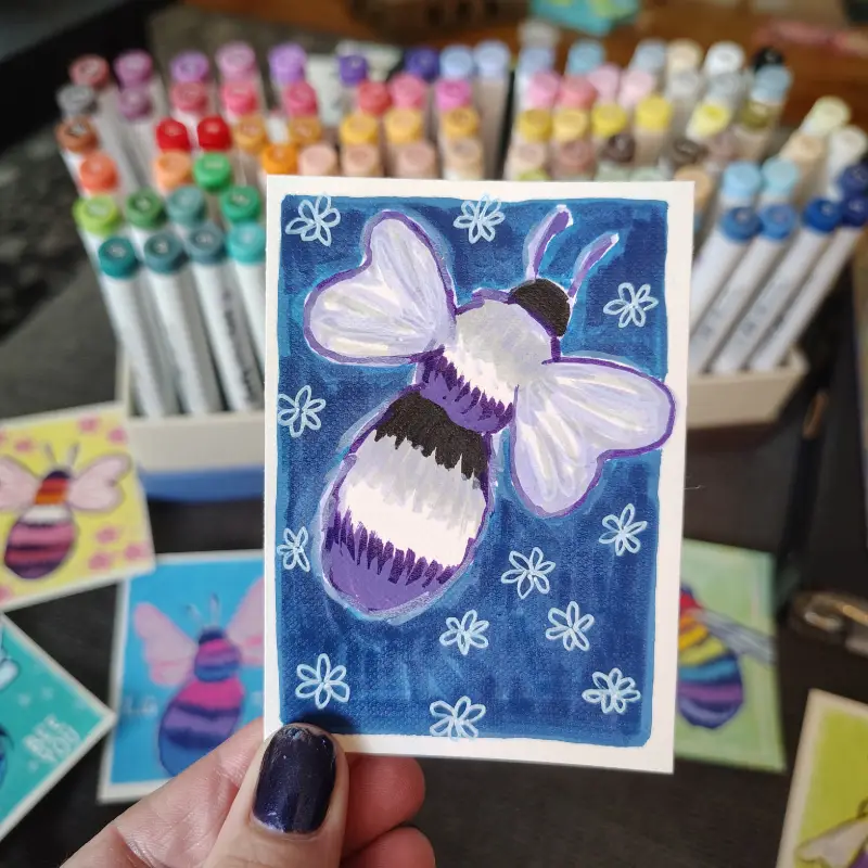 Aceo Bee - Pride Bee Series, part 6/6 aceo art card