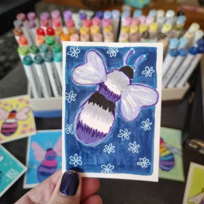 Aceo Bee - Pride Bee Series, part 6/6 aceo art card thumbnail 1