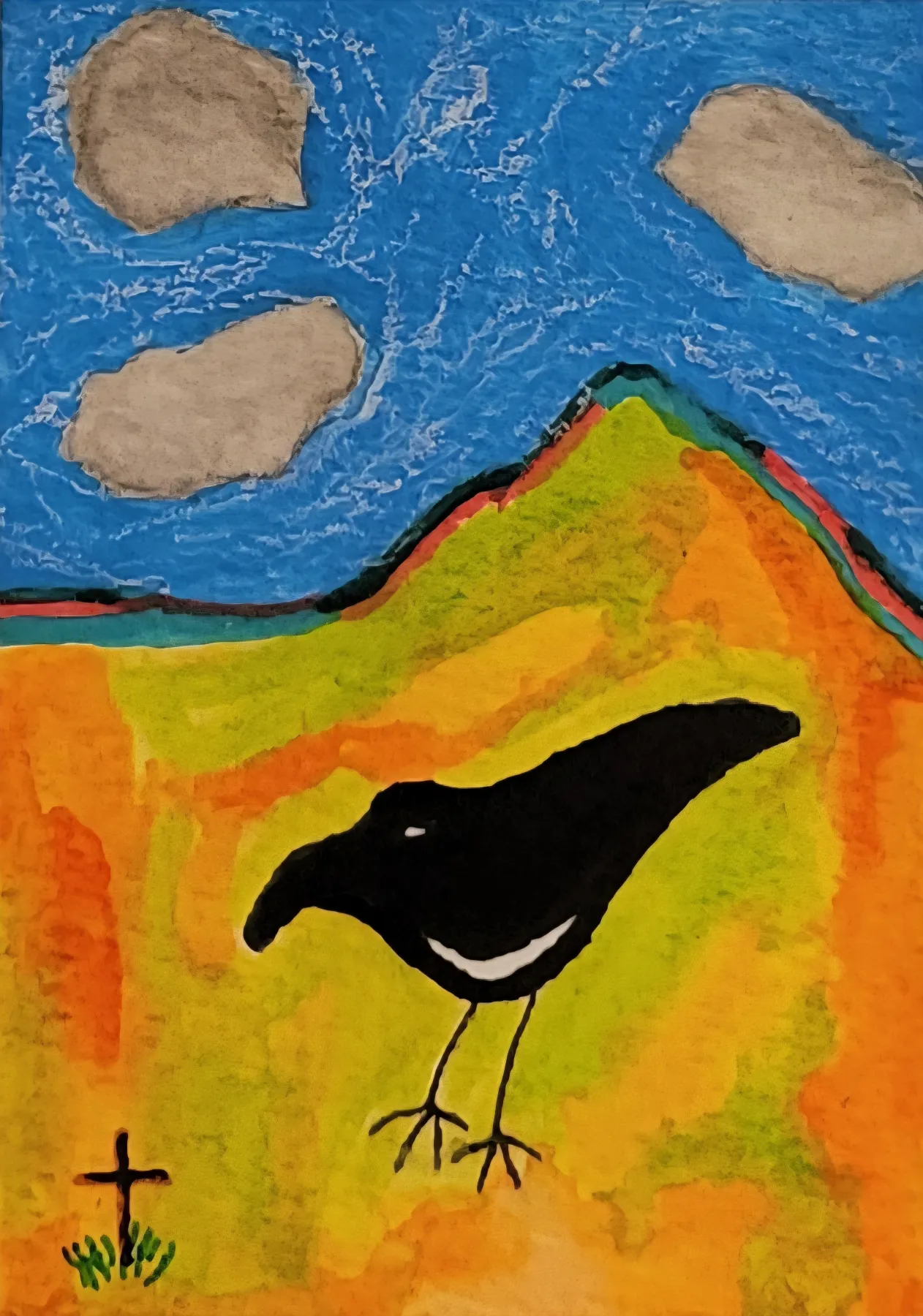Mourning Crow aceo art card