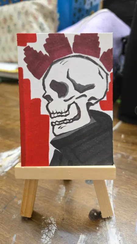 Punk Skeleton aceo art card