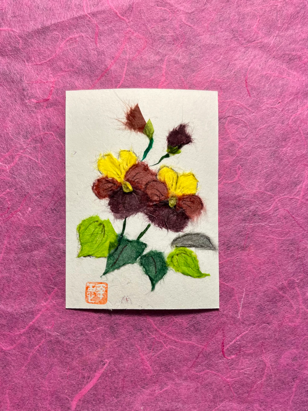 Viola (violet)- Japanese Washi art aceo art card