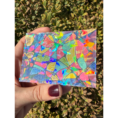 Abstract Stained Glass Holographic aceo art card thumbnail 2