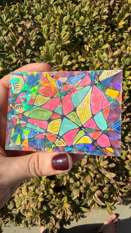 Abstract Stained Glass Holographic aceo art card