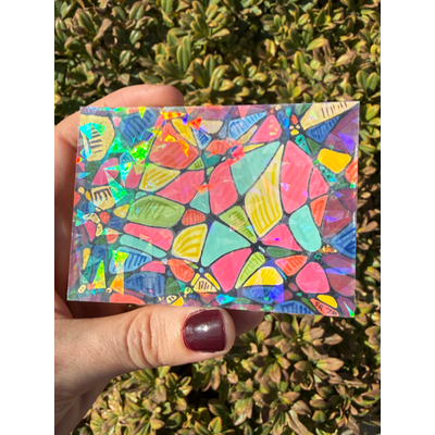 Abstract Stained Glass Holographic aceo art card thumbnail 1