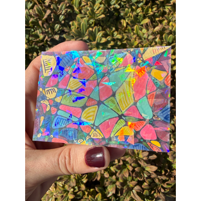 Abstract Stained Glass Holographic aceo art card thumbnail 3