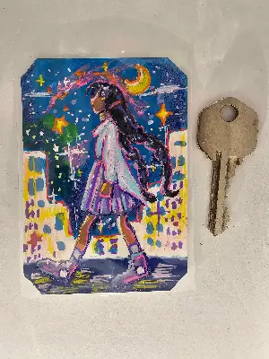 Moonlight Stroll aceo art card thumbnail 2