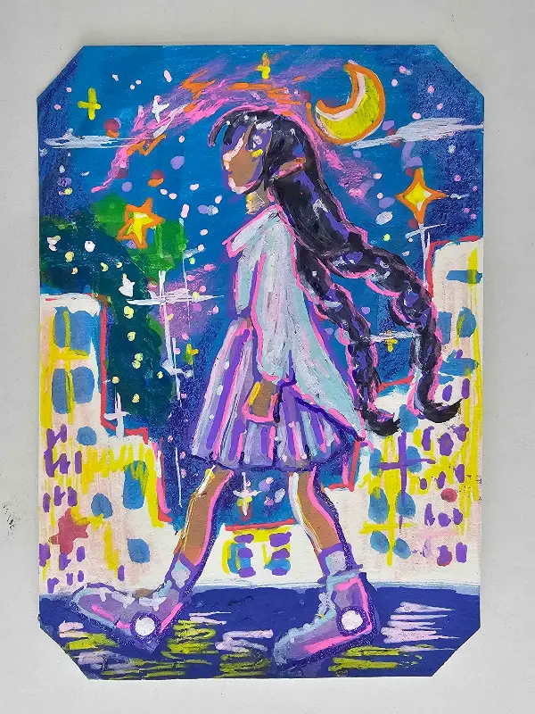 Moonlight Stroll aceo art card