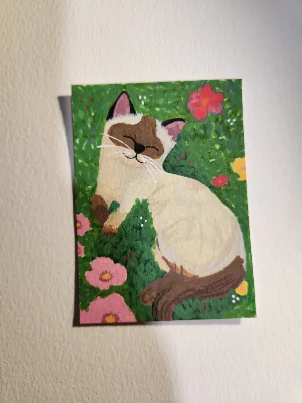 Cat Basking in the Sunlight aceo art card