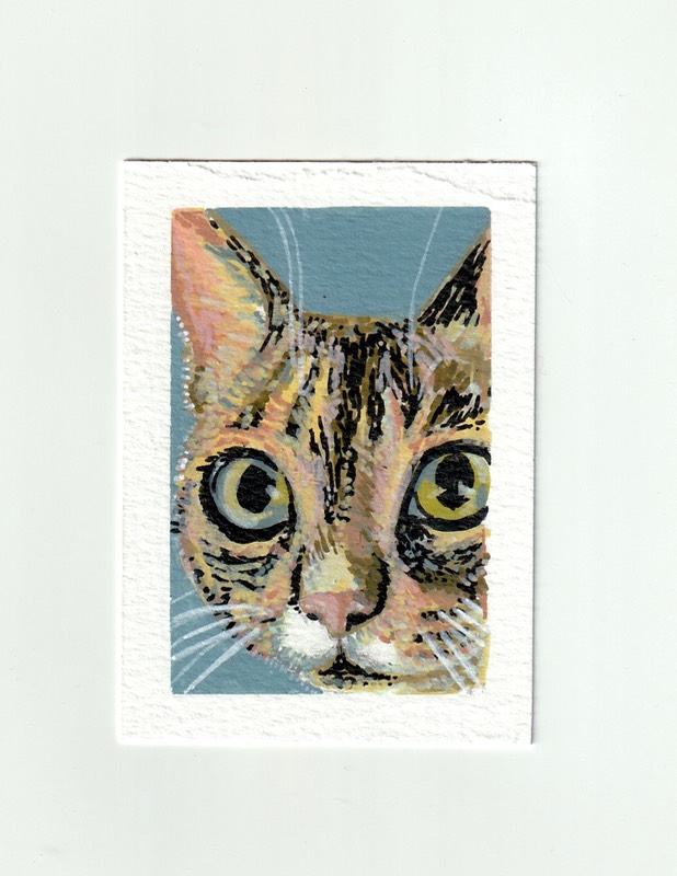 Blue Close Up aceo art card