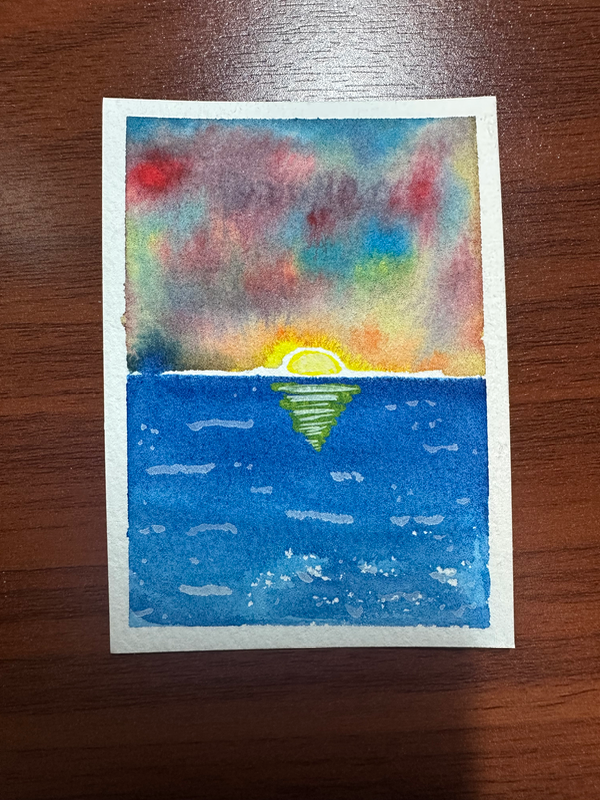Beachy Sunset aceo art card