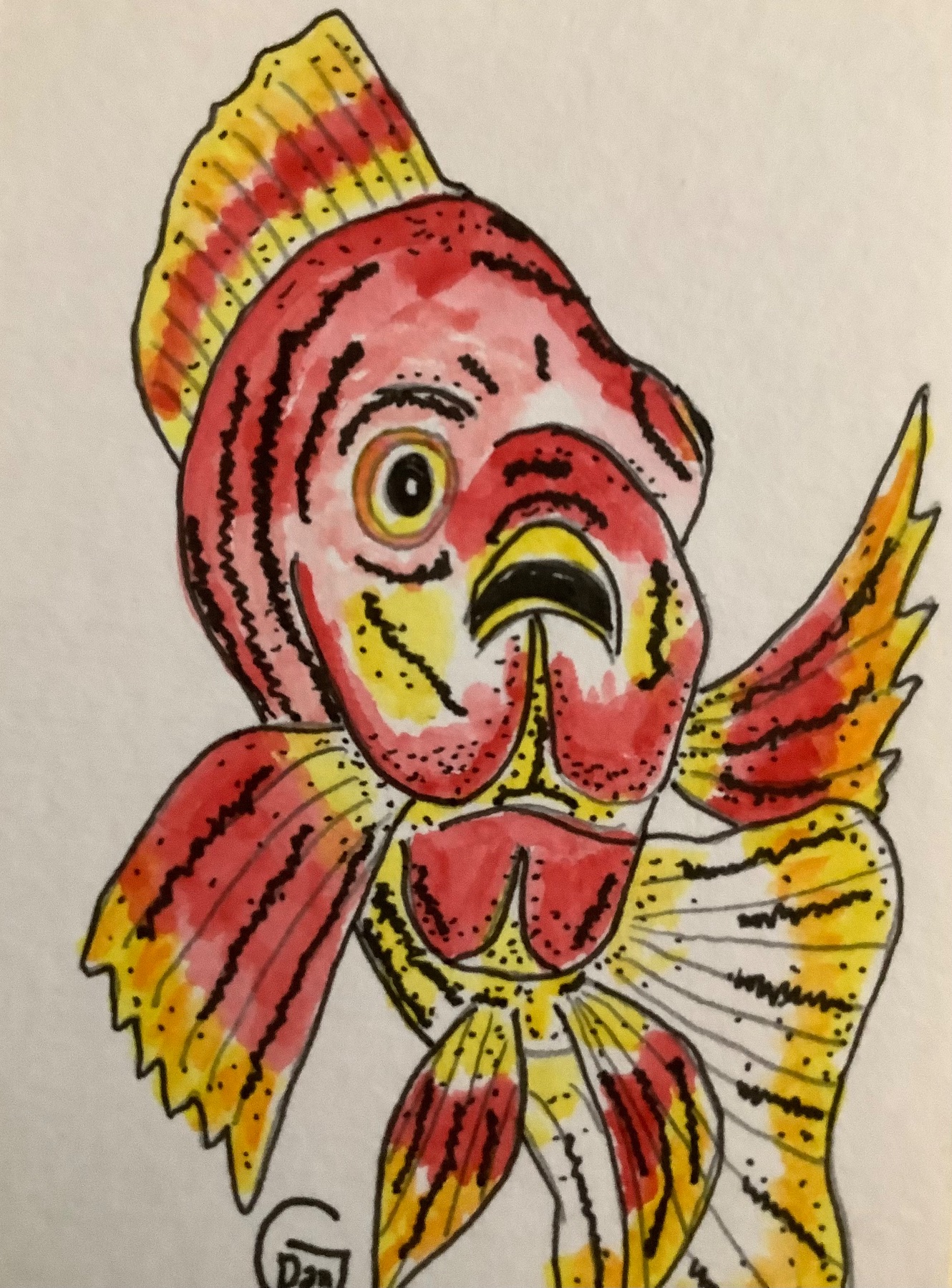 Peacock Cichlid aceo art card