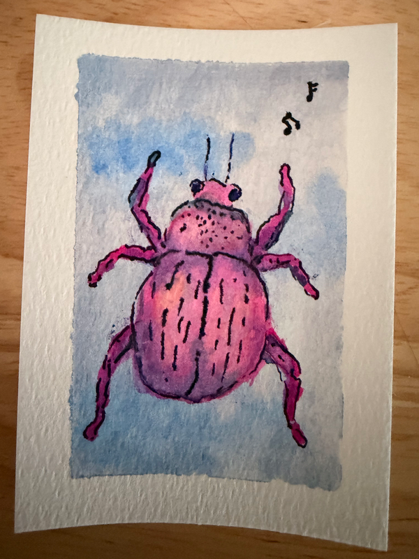 Jitter bug aceo art card