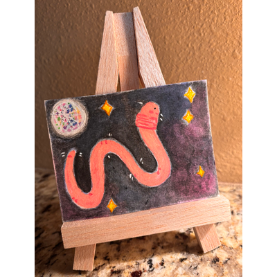 Doing the worm aceo art card thumbnail 2