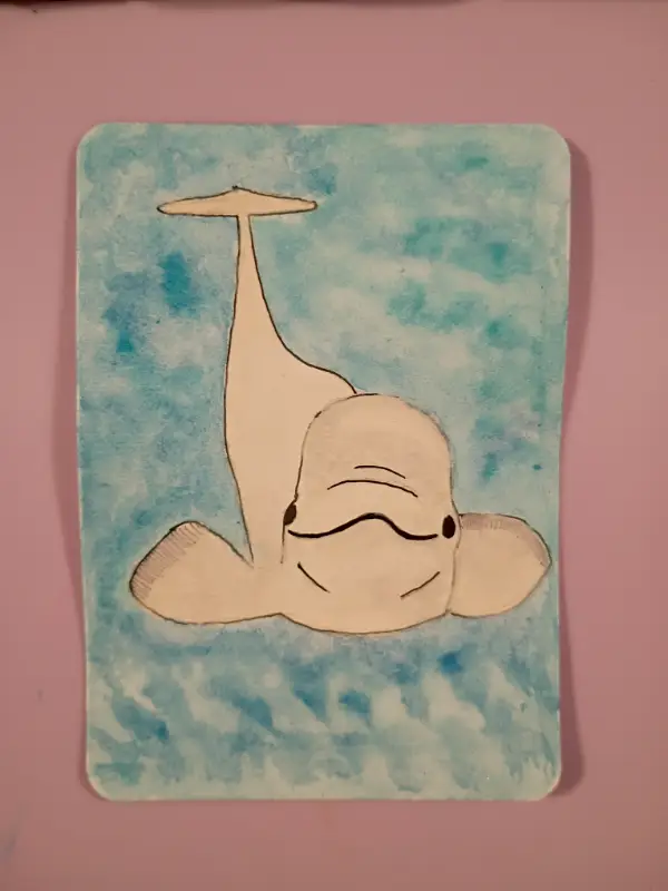 Beluga Whale aceo art card