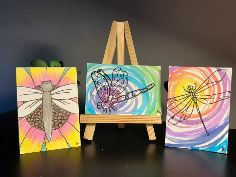3 Dragonfly ACEO set aceo art card