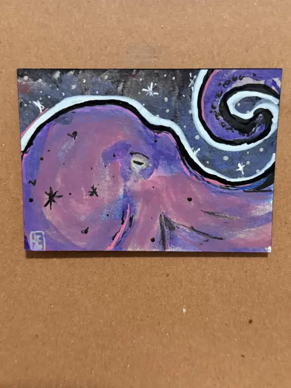 Wise Octopus of the Galaxy aceo art card