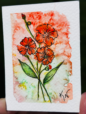 Summer floral aceo art card thumbnail 1