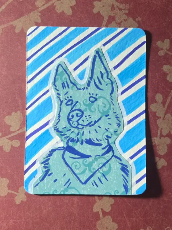 Blue Striped Husky aceo art card