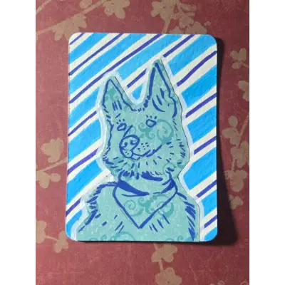 Blue Striped Husky aceo art card thumbnail 1