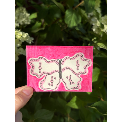 Whimsical Butterfly Series (Pink Butterfly) aceo art card thumbnail 1