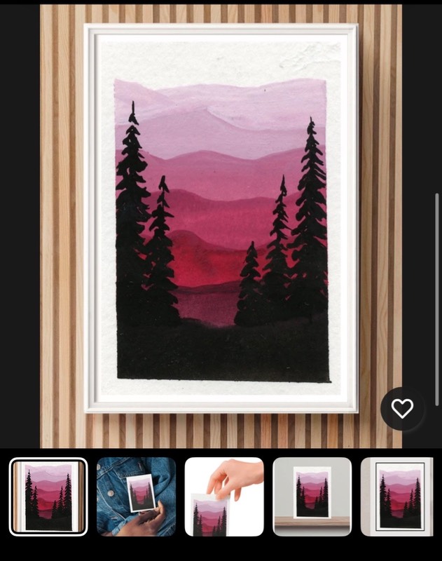 Red Monochrome Landscape aceo art card