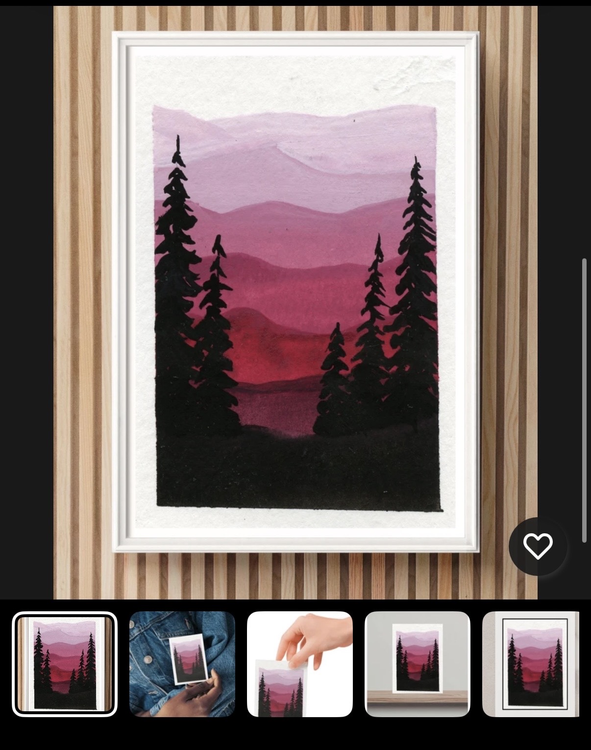 Red Monochrome Landscape aceo art card