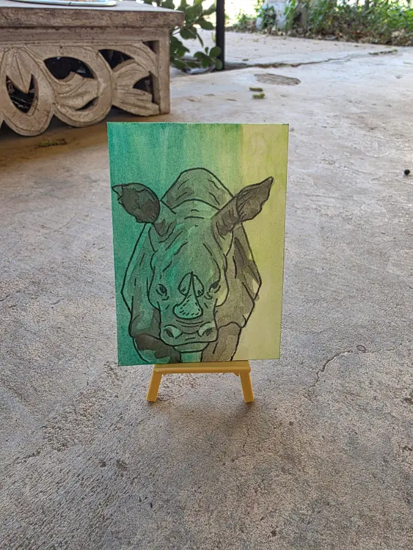 Rhino Reagan aceo art card