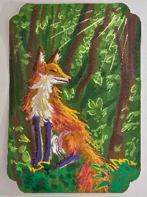 Fox in the Forest aceo art card thumbnail 1