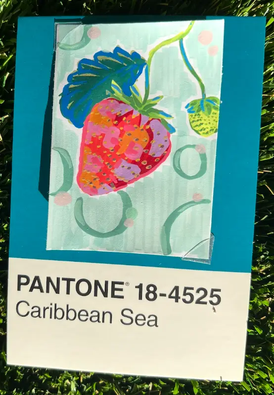 Graphic Strawberry aceo art card