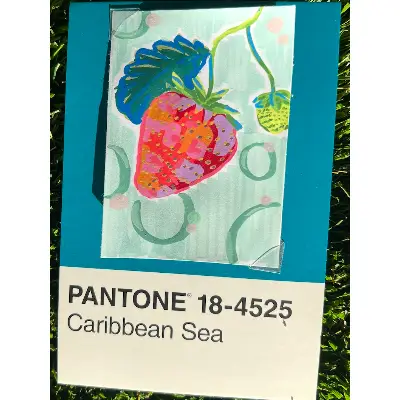 Graphic Strawberry aceo art card thumbnail 1