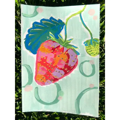 Graphic Strawberry aceo art card thumbnail 2